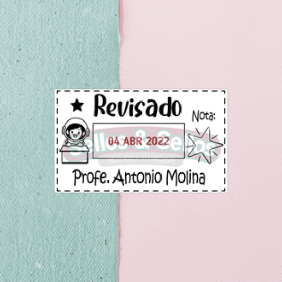 Marca tu trabajo con elegancia: sello en español de madera para profesores. - Sellos y Sellos 