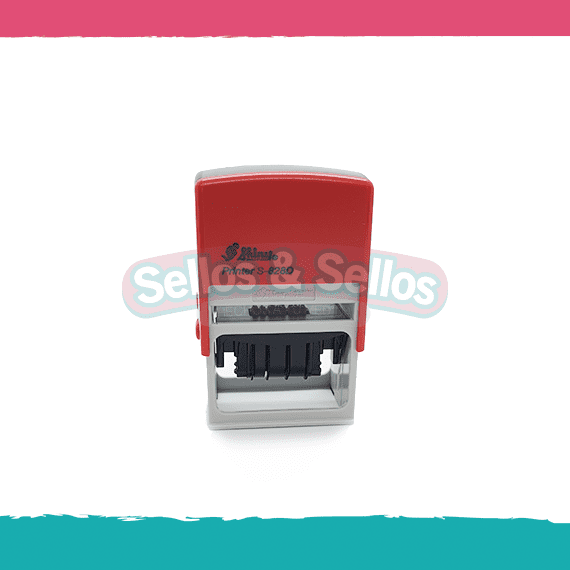 Sello Cuadrado Fechador S-828D-Rojo - Sellos y Sellos 