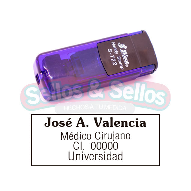 Sellos Personalizados de Bolsillo para Médico Cirujano 38 mm x 14 mm - Sellos y Sellos 
